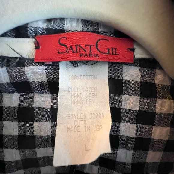 Saint Gil Paris Black and White Check Blazer 100% Cotton Made in USA Size Large - Picture 3 of 7